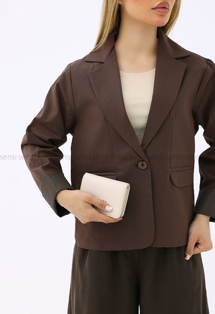 کت زنانه لینن یقه انگلیسی کد1005942